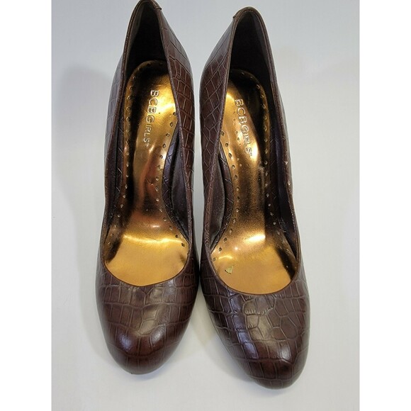 HHP Women's Size 9 BCBGirls "Ruby" Brown Lizard Embossed Leather Pump High Heels - Picture 6 of 10